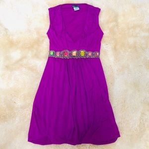 Purple pink summer dress rainbow mirror crystal Rhinestones